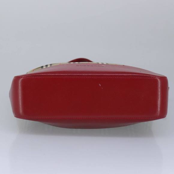 BURBERRY Nova Check Tote Bag Canvas Leather Beige Red Auth 100281 - Picture 5 of 16